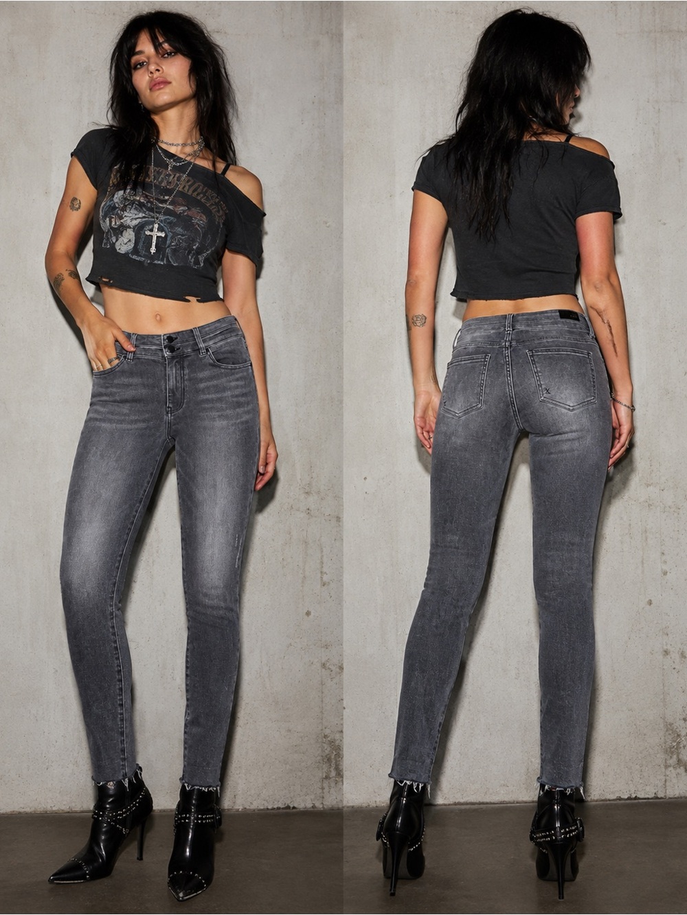 Kut from the Kloth Grey Acid Washed 2010’s Grunge Edgy Skinny Jeans Size 12S